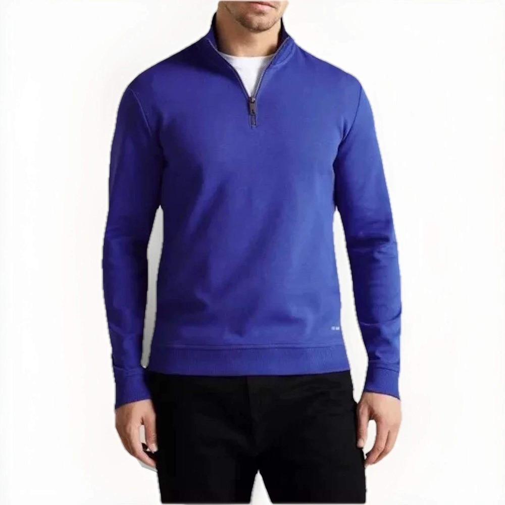 Ted Baker London Mens Antram Quarter Zip Pullover Sweatshirt Purple Size 5 (XL)